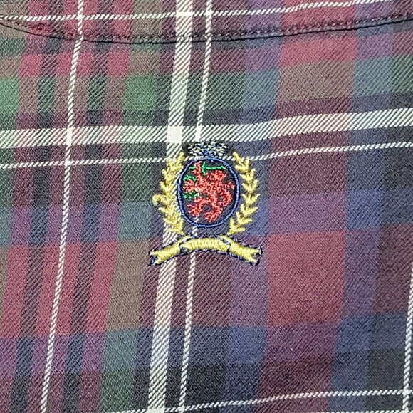 Tommy Hilfiger Mens Purple White Green Plaid Long Sleeve Button Up Shirt Size XL - Picture 6 of 12